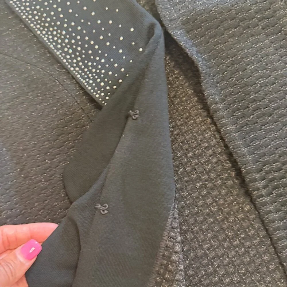 Ming Wang Blazer Jacket Women’s M Black Sparkle Hook Loop Stretch 3/4 Sleeve